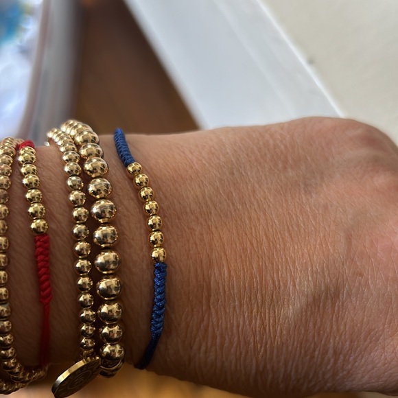 Red string with gold balls, adjustable One size, red and blue - Picture 5 of 5